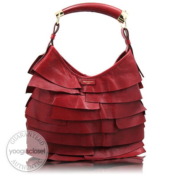Yves Saint Laurent Red Leather St. Tropez Horn Bag
