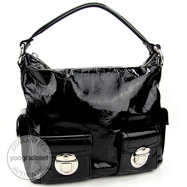 Marc Jacobs Black Patent Leather Large Multipocket Bag