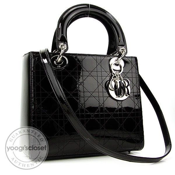 Christian Dior Amethyst Patent Leather Lady Dior Small Tote Bag