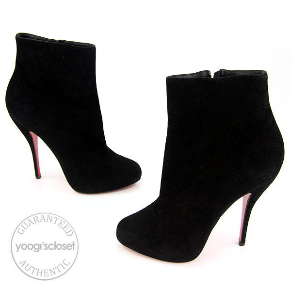 Christian Louboutin Black Suede Feticha 120 Platform Ankle Boots Size 9.5