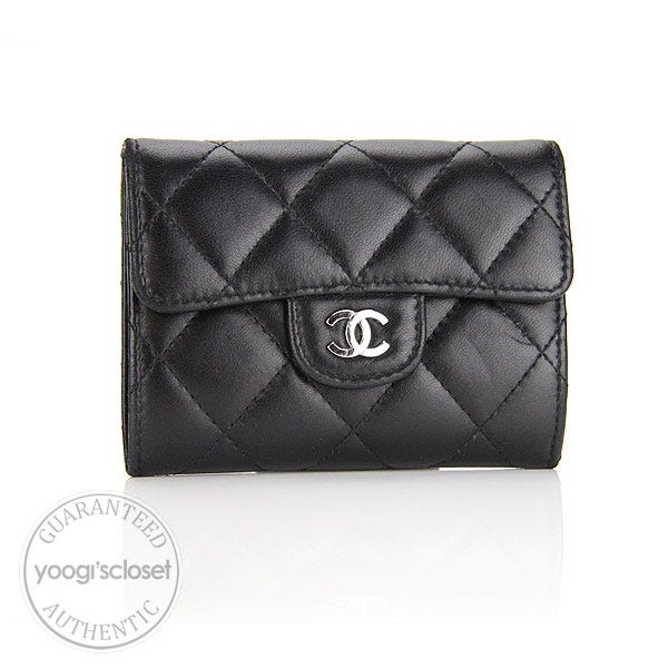 Chanel Black Lambskin CC Logo Coin Purse Change Pouch Wallet