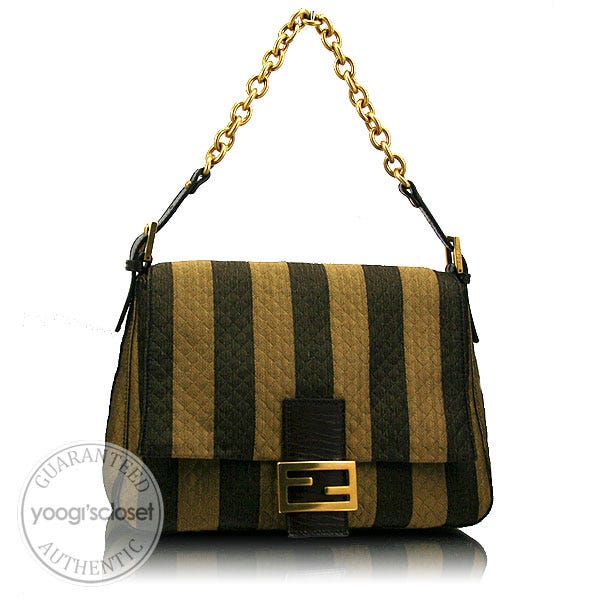 Fendi Khaki/Black Quilted Fabric Mama Baguette Bag - 8BR001
