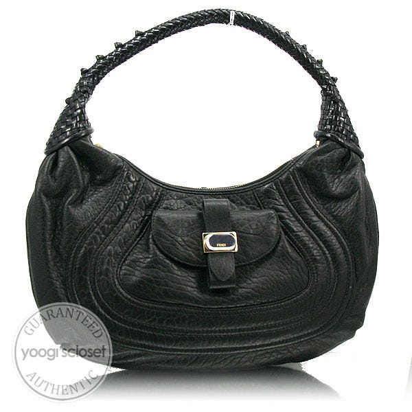 Fendi Black Nappa Leather Spy Hobo Bag - 8BR545