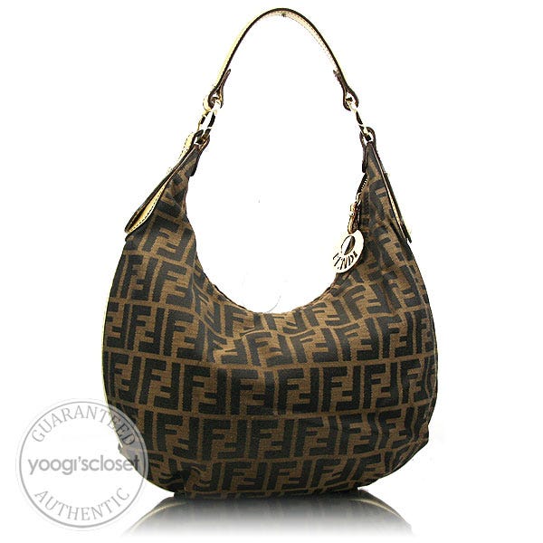 Fendi Tobacco Zucca Canvas w/Gold Hobo Bag - 8BR447