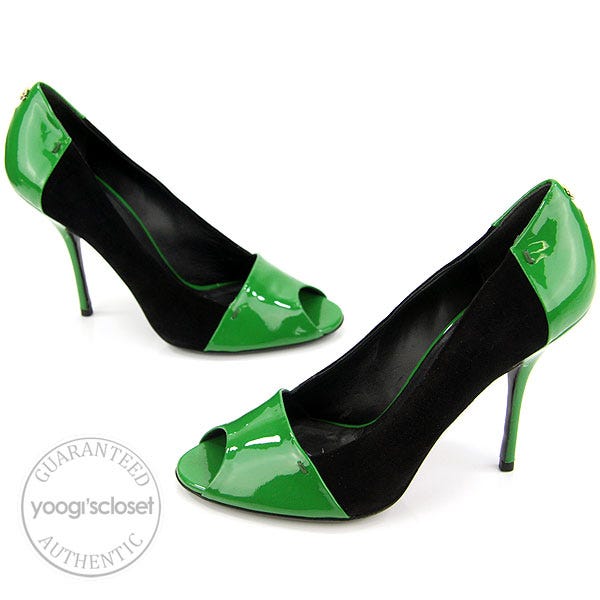 Gucci Green and Black Patent Leather Heels Size 8