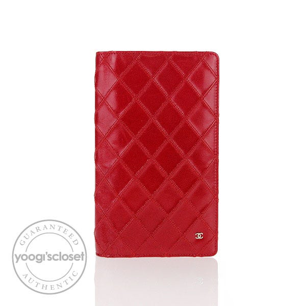 Chanel Red Quilted Leather Long Purse Wallet