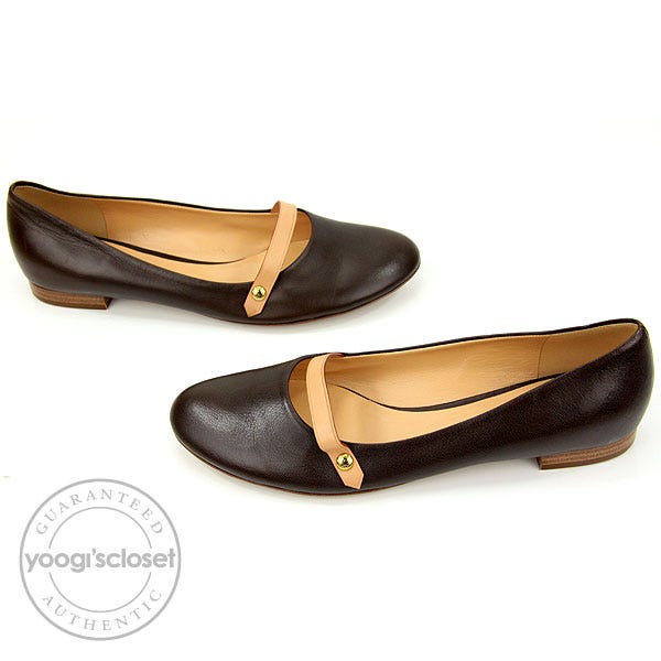 Louis Vuitton Brown Leather Mary Jane Flats Size 8.5