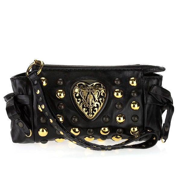 Gucci Black Leather Babouska Hysteria Clutch Bag