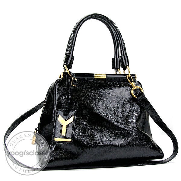 Yves Saint Laurent Black Patent Leather Small Majorelle Satchel Bag