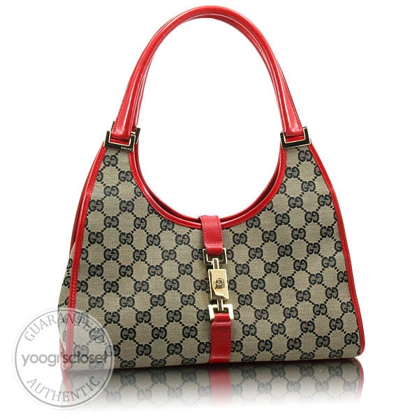 Gucci Navy Blue GG Fabric Bardot Shoulder Bag