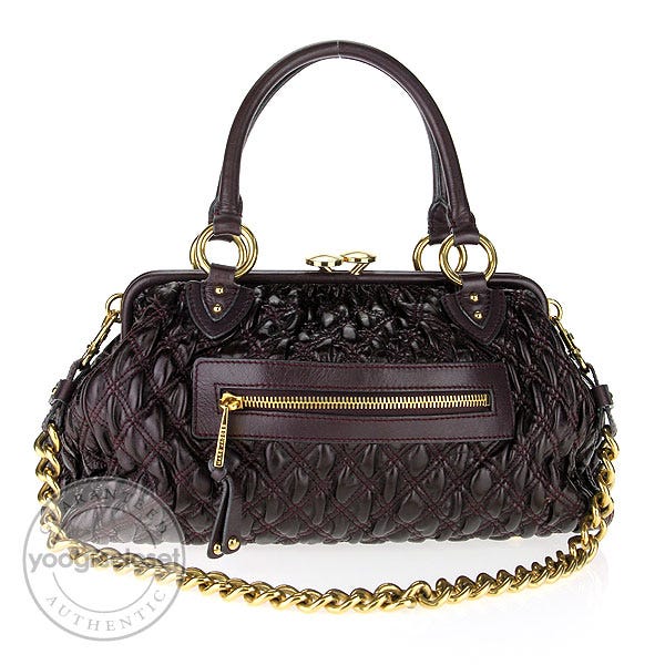 Marc Jacobs Plum Elastic Quilted Leather Stam Bag