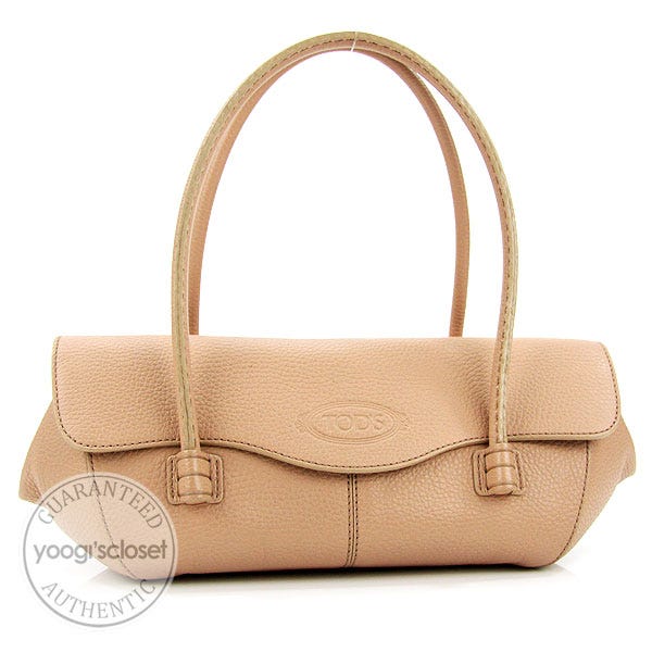 Tod's Pink Leather Corniche Wave East/West Small Shoulder Bag