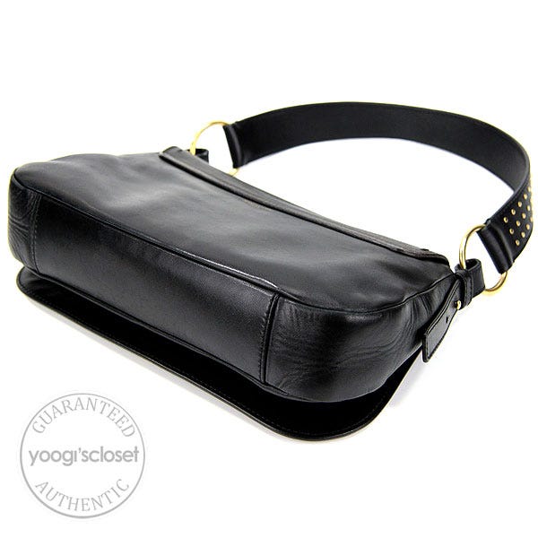 Yves Saint Laurent Black Leather Beaded Cross Shoulder Bag