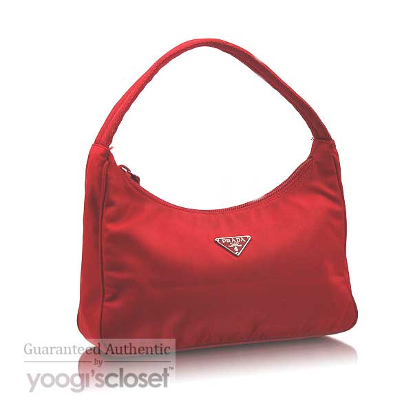 Prada Red Tessuto Nylon Hobo MV515 Bag