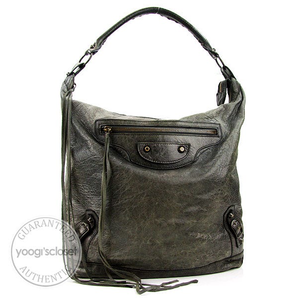 Balenciaga Steel/Plomb Chevre Leather Day Bag