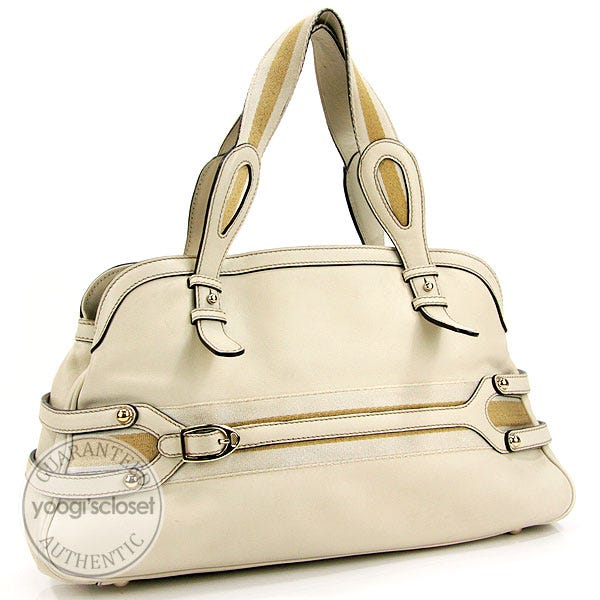 Gucci Cream Leather Wave Boston Bag