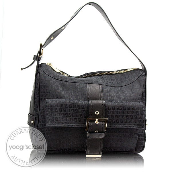 Fendi Black Mini Monogram Canvas Shoulder Bag - 8BR098