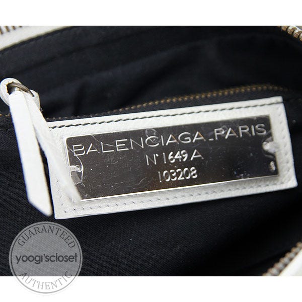 Balenciaga White Leather Le Dix First Motorcycle Bag