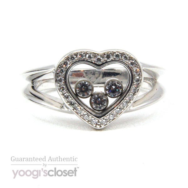 Chopard 18K White Gold Happy Diamonds Heart Ring Yoogi's Closet