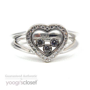 Chopard 18K White Gold Happy Diamonds Heart Ring Yoogi's Closet