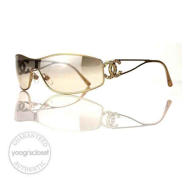 Chanel Gold CC Logo Swarovski Crystals Sunglasses 4073B