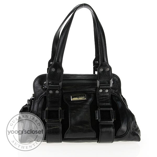 Jimmy Choo Black Leather Malena Satchel Bag