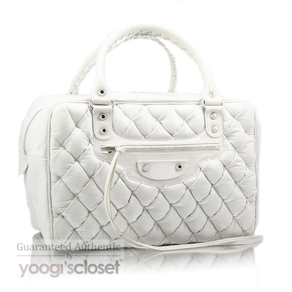 Balenciaga Ivory Matelasse Quilted Goatskin Bag