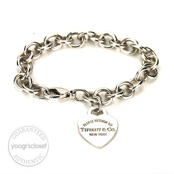 Tiffany & Co. Silver Heart Tag Charm Bracelet
