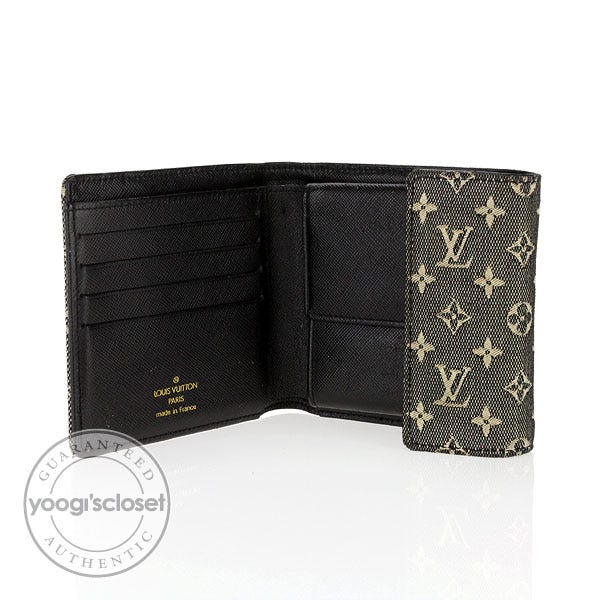 Louis Vuitton Black Monogram Mini Lin Canvas Compact Wallet - Yoogi's Closet