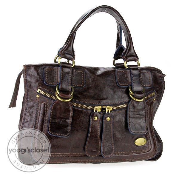 Chloe Brown Leather Large Bay Tote Bag
