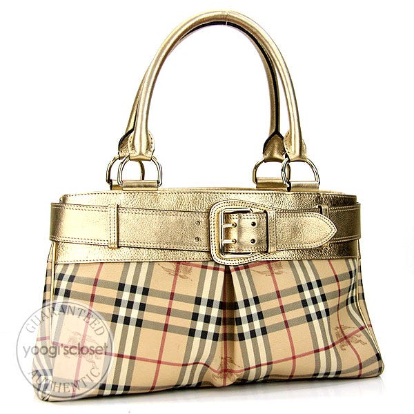Burberry Check/Gold Derwent Haymarket Tote Bag