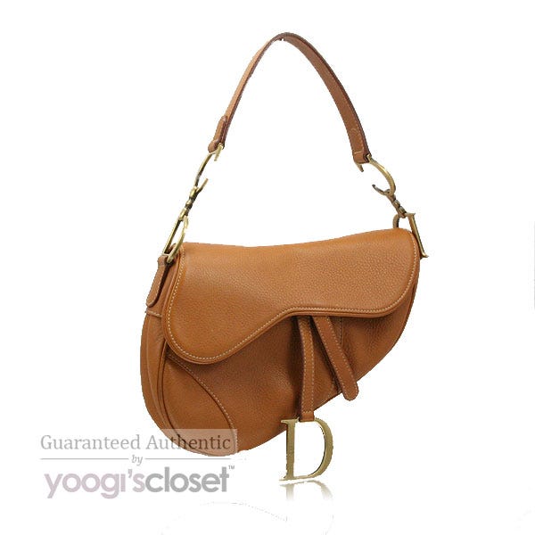Christian Dior Beige Leather Saddle Bag
