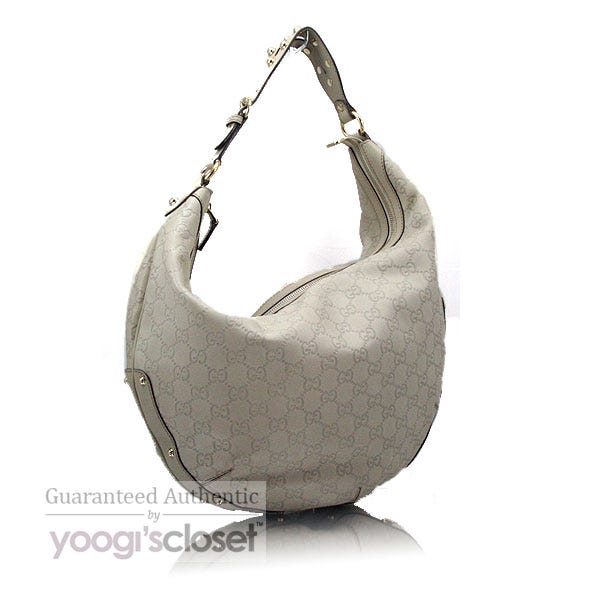 Gucci Ivory Leather Guccissima Hobo Bag