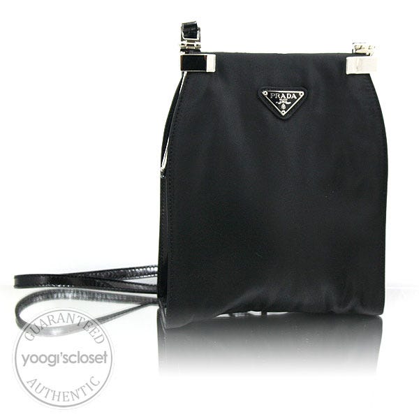 Prada Black Nylon/Patent Leather Small Evening Bag