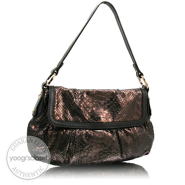 Fendi Bronze Metallic Python Shoulder Bag - 8BR353