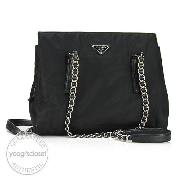 Prada - Black Tessuto Chain Strap Shoulder Bag