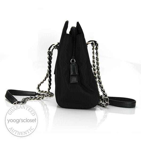 Bvlgari Nylon Leather-Trimmed Shoulder Bag - Black Shoulder Bags