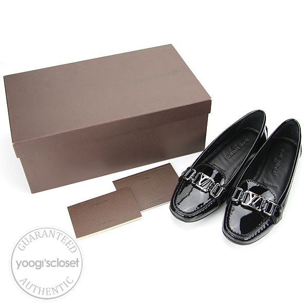 NEW LOUIS VUITTON OXFORD FLAT SHOES 40.5 PATENT LEATHER LOAFERS +