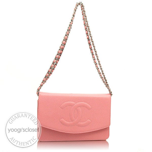 Chanel Pink Caviar Leather Wallet-Clutch Bag - Yoogi's Closet