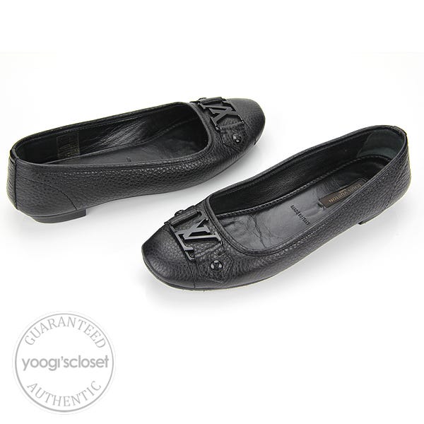 Louis Vuitton Black Calfskin Leather Monte Carlo Ballerina Shoes Size 5