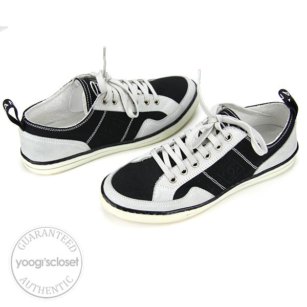 Chanel Black/White Tennis Sneakers Size 8