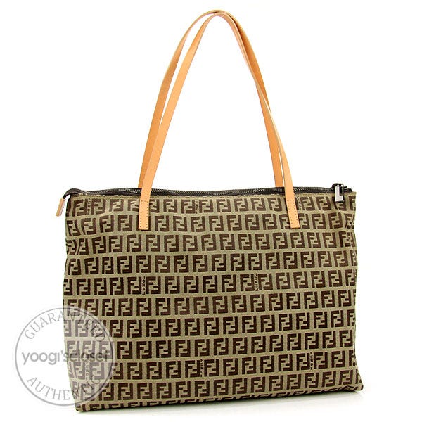 Fendi Brown/Beige Zucchino Small Tote Bag - 8BH023