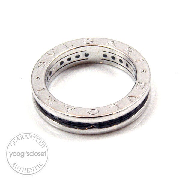 Bulgari B.Zero1 18K White Gold Blue Topazes Ring Size 7.75