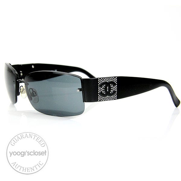 Chanel Black Lenses Black Frameless with Swarovski Crystals Sunglasses 4117-B