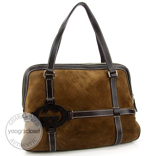 Gucci Brown Suede Royal Satchel Bag