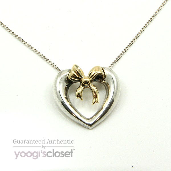 Tiffany & Co. Silver Heart with 18K Bow Necklace