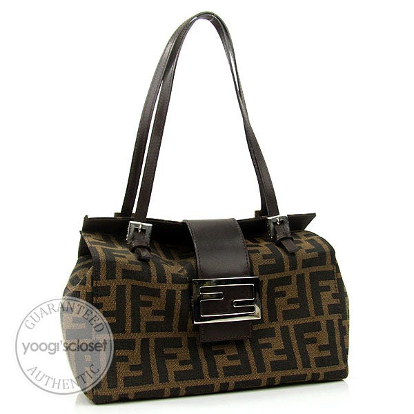 Fendi Tobacco Zucca Canvas Small Foldover Flap Bag