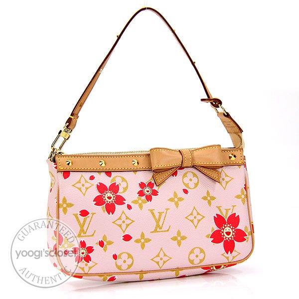 Louis Vuitton Limited Edition Red Cherry Blossom Monogram Canvas Accessories Pochette Bag