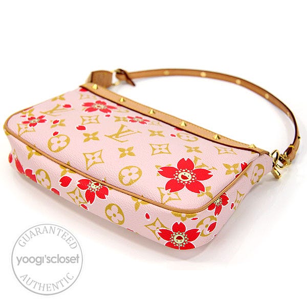 Louis Vuitton Limited Edition Red Cherry Blossom Monogram Canvas  Accessories Pochette Bag - Yoogi's Closet