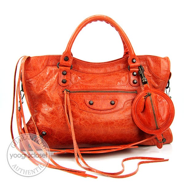 Balenciaga Limited Edition Mandarin Chevre Motorcycle City Planet Bag